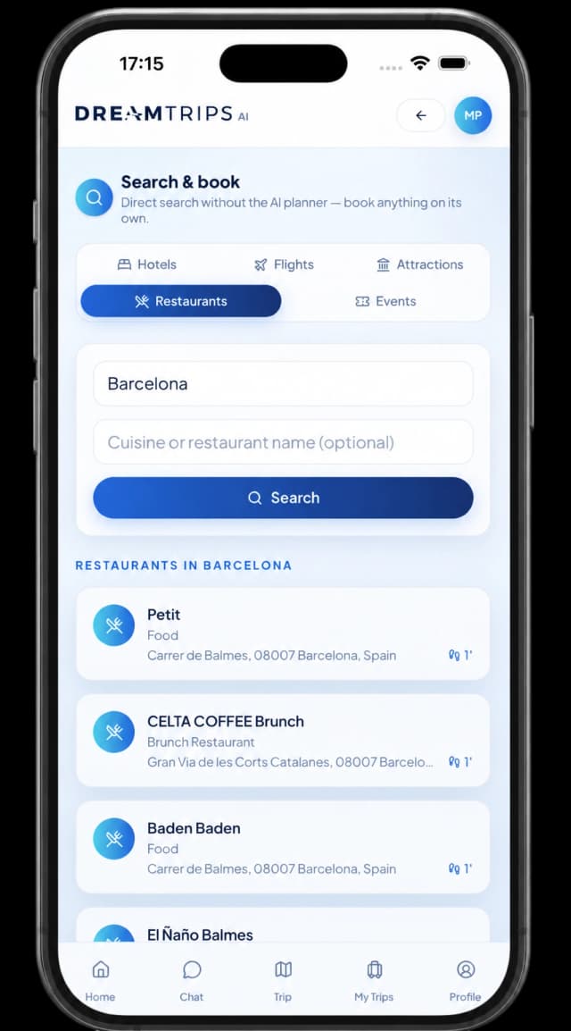 human concierge view in the DreamTrips.AI app