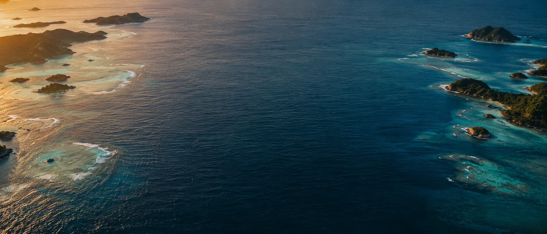 Island destination surrounded by blue water